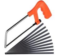 Hacksaw, Professional Hack Saw with 10 Blades, Adjustable Angle Junior Hacksaw Small Hacksaw Heavy Duty Mini Saw Bow Saw Perfect for Cutting Plastic, PVC Pipe,Tile, Metal