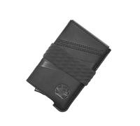 Hacksmith The Smith Wallet - Slim RFID Blocking Wallet for Men - Minimalist Front Pocket Wallet with Money Clip Band - Tactical Leather and Metal Wallets for Credit Cards & Cash, Black, Leather Wallet