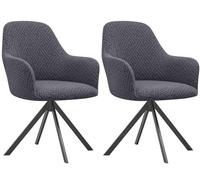 HACLEN Stretch Armchair Covers for Dining Chairs, Soft Mid Century Modern Chair Covers, Curved Back Chair Slipcovers, Dining Chair Covers with Arms (dark gray,Set of 2)