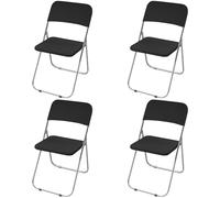 HACLEN Stretch Folding Chair Covers Set of 6 4 2, Universal Soft Split Dining Room Chair Slipcovers Washable Wedding Chair Protector for Party Banquet (black,4 PCS)