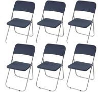 HACLEN Stretch Folding Chair Slipcovers, Separated Seat & Backrest Cover, Non-Slip WashableJacquard Fabric Chair Protector for Dining, Banquet, Party (navy blue,Set of 6)