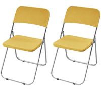 HACLEN Stretch Folding Chair Slipcovers, Separated Seat & Backrest Cover, Non-Slip WashableJacquard Fabric Chair Protector for Dining, Banquet, Party (Yellow,Set of 2)