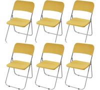 HACLEN Stretch Folding Chair Slipcovers, Separated Seat & Backrest Cover, Non-Slip WashableJacquard Fabric Chair Protector for Dining, Banquet, Party (Yellow,Set of 6)