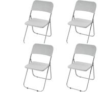 HACLEN Stretch Folding Chair Slipcovers, Separated Seat & Backrest Cover, Non-Slip WashableJacquard Fabric Chair Protector for Dining, Banquet, Party (Light gray,Set of 4)