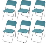 HACLEN Stretch Folding Chair Slipcovers, Separated Seat & Backrest Cover, Non-Slip WashableJacquard Fabric Chair Protector for Dining, Banquet, Party (blue,Set of 6)