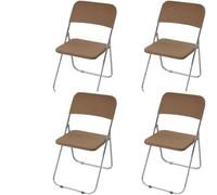 HACLEN Stretch Folding Chair Slipcovers, Separated Seat & Backrest Cover, Non-Slip WashableJacquard Fabric Chair Protector for Dining, Banquet, Party (brown,Set of 4)