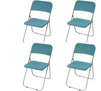 HACLEN Stretch Folding Chair Slipcovers, Separated Seat & Backrest Cover, Non-Slip WashableJacquard Fabric Chair Protector for Dining, Banquet, Party (blue,Set of 4)