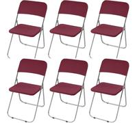 HACLEN Stretch Folding Chair Slipcovers, Separated Seat & Backrest Cover, Non-Slip WashableJacquard Fabric Chair Protector for Dining, Banquet, Party (burgundy,Set of 6)