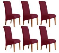 HACLEN Stretch High Back Dining Chair Slipcovers Set of 6 4 2, Spandex Skin-Friendly XL/Oversized Dining Chair Protectors for Kitchen, Hotel, Banquet (burgundy,6 Pack)