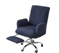 HACLEN Stretch Reclining Office Chair Cover with Footrest Cover, Soft Seersucker Desk Recliner Armchair Slipcover Washable for High Back Computer Chair (dark gray,Large)