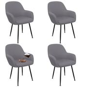 HACLEN Stretch Spandex Curved Back Chair Covers with Arms, Waterproof Anti-Scratch Dining Armchair Cover, Mid Century Modern Accent Slipcover (dark gray,Set of 4)