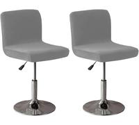 HACLEN Velvet Barstool Covers Slipcovers Cat Scratch Proof, Stretch Barstool Covers with Backs Elastic Bottom Pub Stool Chair Cover (Dark gray,4 PCS)