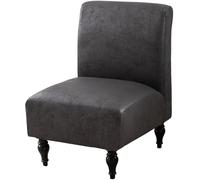 HACLEN Waterproof Armless Accent Chair Covers Set of 2 1, PU Leather Stretch Slipper Chair Slipcovers with Elastic Bottom Removable Accent Chair Protector (black,1 PCS)