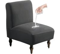 HACLEN Waterproof Armless Accent Chair Covers Set of 2 1, Soft Stretch Armless Chair Slipcovers Washable Slipper Chair Covers with Elastic Bottom (dark gray,1 PCS)