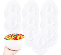 Haconba 10 Pack 8 Inch Jumbo White Easter Eggs Giant Blank Fillable Eggs Plastic Easter Eggs with Handle for DIY Craft Hunt Game Basket Stuffers Easter Party