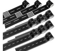 Haconba 10 Rolls 16.4 Feet Road Tape Black Railway Traffic Road Tape Sticker for Kids Toy Cars DIY Track Racing Theme Party Decor (Style set 1)