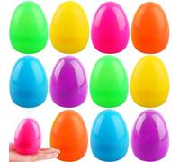 Haconba 12 Pack 4 Inch Fillable Easter Eggs with Flat Bottom Colorful Plastic Large Easter Eggs for Easter Basket Fillers Egg Hunt Easter Party Supplies, 6 Colors