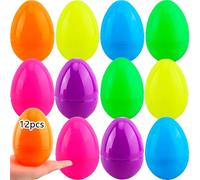 Haconba 12 Pack 5 Inch Fillable Easter Eggs Colorful Large Plastic Eggs for Basket Fillers Egg Hunt Classroom Rewards Easter Party Decor, 6 Colors