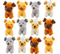 Haconba 12 Pack Mini Plush Dog Toys Soft Cute Small Puppy Stuffed Animals Keychain for Baby Shower Birthday Valentines Easter Backpack Goodie Bag Fillers (Color Set 3)