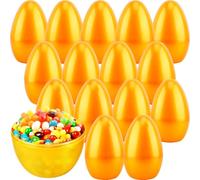 Haconba 15 Pcs 8 Inch Jumbo Golden Easter Eggs Giant Fillable Plastic Eggs Empty for Egg Hunt Basket Fillers Easter Party Supplies Holiday Decor