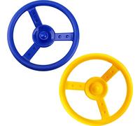 Haconba 2 Pack Steering Wheel Playset Plastic Pirate Ships Wheel with Mounting Tools for Kids Playground Outdoor Gym (Blue, Yellow)