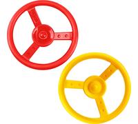 Haconba 2 Pack Steering Wheel Playset Plastic Pirate Ships Wheel with Mounting Tools for Kids Playground Outdoor Gym (Yellow, Red)