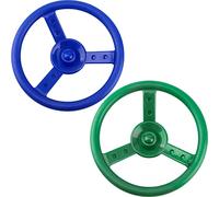 Haconba 2 Pack Steering Wheel Playset Plastic Pirate Ships Wheel with Mounting Tools for Kids Playground Outdoor Gym (Blue, Green)