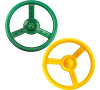 Haconba 2 Pack Steering Wheel Playset Plastic Pirate Ships Wheel with Mounting Tools for Kids Playground Outdoor Gym (Green, Yellow)