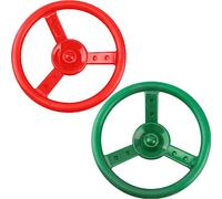 Haconba 2 Pack Steering Wheel Playset Plastic Pirate Ships Wheel with Mounting Tools for Kids Playground Outdoor Gym (Green, Red)