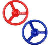 Haconba 2 Pack Steering Wheel Playset Plastic Pirate Ships Wheel with Mounting Tools for Kids Playground Outdoor Gym (Blue, Red)