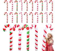 Haconba 20 Pack Christmas Inflatable Candy Canes Blow Up Candy Stick Xmas Candy Canes Balloon for Christmas Holiday Party Decoration, 4 Styles