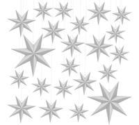 Haconba 22 Pack Christmas 3D Paper Star 7 Pointed Hanging Paper Star Lanterns Lampshade for Christmas Holiday Weddings Birthday Party Decor, 4 Size