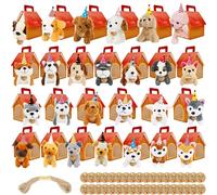 Haconba 26 Pack Adopt a Dog Party Favors Set Includes 26 Mini Stuffed Puppy Plush Toys 26 Birthday Hats 26 Cardboard Dog Houses and 100 Gift Tags for Pet Themed Birthday Parties