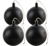 Haconba 4 Pack 12 cm Fake Bomb Toy Novelty Realistic Plastic Black Round Bomb Prop for Halloween Prank Props