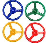 Haconba 4 Pack Steering Wheel Playset Plastic Swingset Steering Wheel with Mounting Tools for Kids Garden Backyard Playroom Treehouse Playground (Color Set 1)