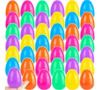 Haconba 42 Pack 3.15 Inch Fillable Easter Eggs Bulk Colorful Large Plastic Empty Eggs for Easter Basket Fillers Egg Hunt Party Supplies, 6 Colors