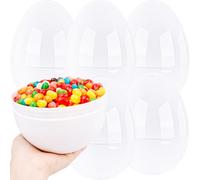 Haconba 6 Pack 8 Inch Jumbo White Easter Eggs DIY Blank Giant Fillable Plastic Eggs for Basket Stuffers Hunt Game Easter Party Surprise DIY Craft Activities