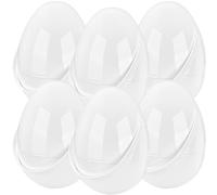 Haconba 6 Pack 8 Inch Jumbo White Easter Eggs Giant Fillable Plastic Blank Easter Eggs Containers with Handle for DIY Craft Hunt Game Basket Stuffers Easter Party