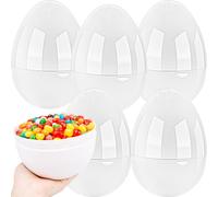 Haconba 6 Pack 8 Inch White Jumbo Plastic Easter Eggs Blank Giant Fillable Empty Eggs for Basket Stuffers Hunt Game Easter Party DIY Craft Activities