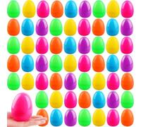 Haconba 60 Pack 4 Inch Fillable Easter Eggs Reusable Large Plastic Easter Eggs with Flat Bottom for Easter Party Supplies Egg Hunt Game Basket Fillers Classroom Rewards , 6 Colors