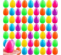 Haconba 66 Pack 4 Inch Fillable Easter Eggs Bulk Colorful Flat Bottom Plastic Eggs for Easter Basket Fillers Egg Hunt Party Favors Classroom Rewards, 6 Colors