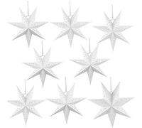 Haconba 8 Pack 3D Paper Stars 7 Pointed Hanging Star Paper Lanterns Lampshade Hollow Paper Star Lantern for Christmas Wedding Home Birthday Party Decorations, 3 Size