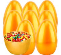 Haconba 8 Pcs 10 Inch Jumbo Golden Easter Eggs Giant Fillable Plastic Eggs for Basket Fillers Egg Hunt Easter Party Home Decor