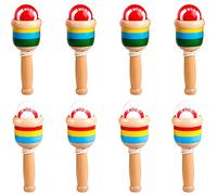 Haconba 8 Pcs Wooden Ball and Cup Catch Game Vintage Mini Wood Ball Catching with String Cup for Educational Game Birthday Party Gifts