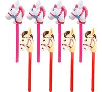 Haconba 8 Pieces 40 Inch Inflatable Stick Horse Inflatable Cowboy Cowgirl Pony Horse head Stick Balloon for Chsirtmas Birthday Baby Shower Cowboy Theme Party Supplies, Pink Brown