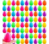 Haconba 84 Pack 4 Inch Fillable Easter Eggs Bulk Colorful Large Easter Egg Flat Bottom Plastic Easter Egg for Easter Basket Fillers Egg Hunt Party Supplies, 6 Colors