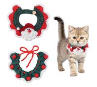 HACRAHO Adjustable Christmas Knit Pet Collar，2 PCS Knitted Cat Collar Handmade Cute Cat Collar Breakaway Kitten Collar Adjustable Knitted Cat Collars for Girl Cats Puppies（M）