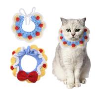 HACRAHO Adjustable Knit Pet Collar，2 PCS Knitted Cat Collar Handmade Cute Cat Collar Breakaway Kitten Collar Adjustable Knitted Cat Collars for Girl Cats Puppies（L）