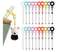 HACRAHO Beadable Straw Charm DIY Beaded,20 PCS Straw Toppers Charm Adapter Pendant Ornament, Cup Accessories Tumbler Decorations Jewelry Gift Making Blank Diy(Colorful)