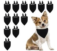 HACRAHO Blank Dog Bandana, 12 PCS Triangle Scarf Bib Pet Bandana Adjustable DIY Dog Scarf for Small Medium Dogs and Cats, Black